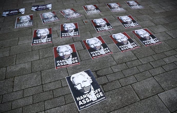 Protesta a favor de Julian Assange en Londres