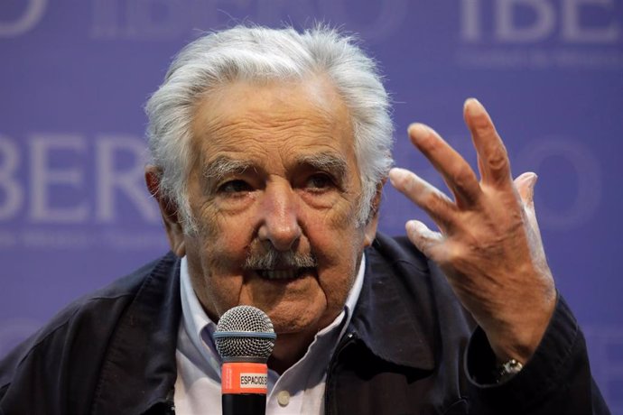 El expresidente de Uruguay,  José Mujica, durante una conferencia en Ciudad de México.