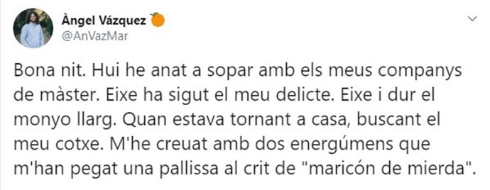 Un concejal de Compromís en Burjassot denuncia haber sufrido una paliza al grito de "maricón de mierda"