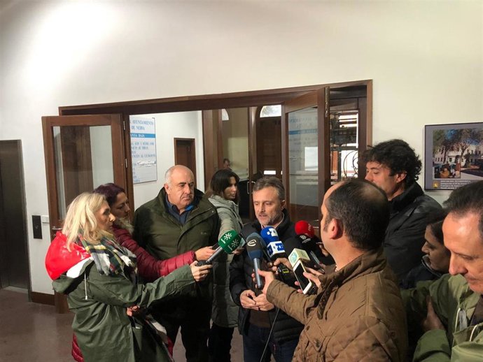 El portavoz del Grupo Parlamentario Socialista, José Fiscal, este viernes en Nerva (Huelva)