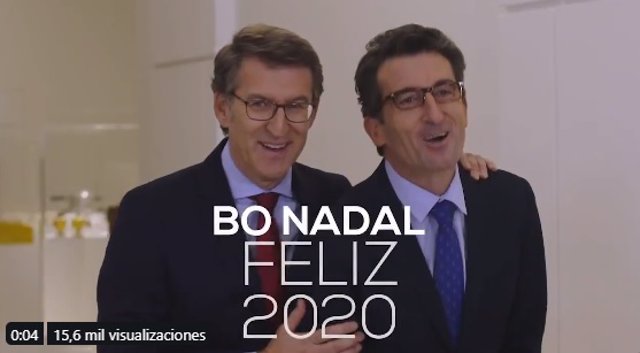 El presidente de la Xunta, Alberto Núñez Feijóo, y el actor Luis Zahera en un vídeo en redes sociales para felicitar la Navidad.