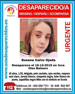 Imagen de la joven desaparecida este miércoles en Inca