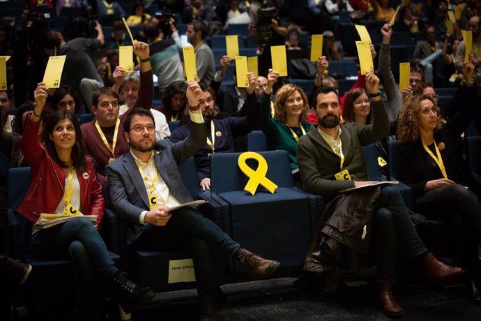 Marta Villata, Pere Aragons, Roger Torrent i Ester Capella al Congrés Nacional d'ERC el 21 de desembre del 2019.