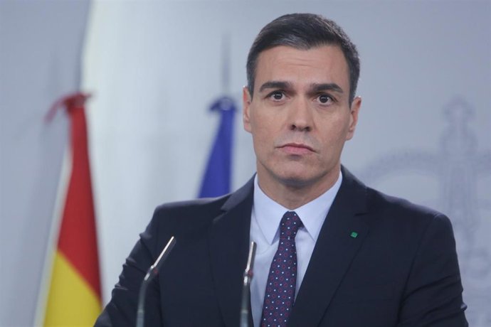 El presidente del Gobierno en funciones, Pedro Sánchez, ofrece una rueda de prensa en el palacio de La Moncloa tras su consulta con el Rey sobre su posible investidura como Presidente del Gobierno, en Madrid (España), a 11 de diciembre de 2019.
