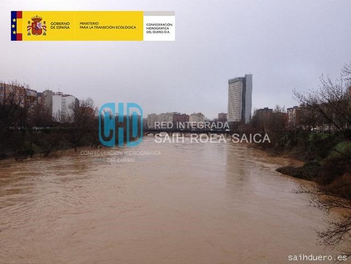 Temporal.- CHD prevé un aumento del caudal del Pisuerga de 1.000 metros cúbicos por segundo en Valladolid