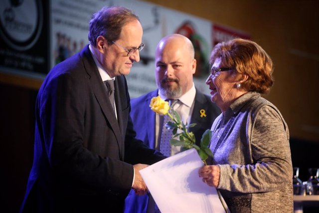 El presidente de la Generalitat, Quim Torra, en un acto de homenaje a los exiliados de Banyoles