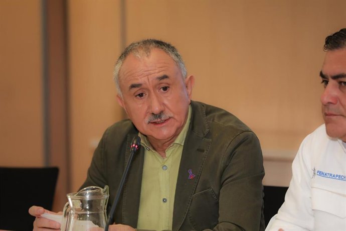 El secretario general de UGT, Pepe Álvarez, durante la presentación del acto: "Crisis climática y revuelta en América Latina" en el marco de la Cumbre del Clima COP25 en la sede de UGT, Madrid (España), a 05 de diciembre de 2019.