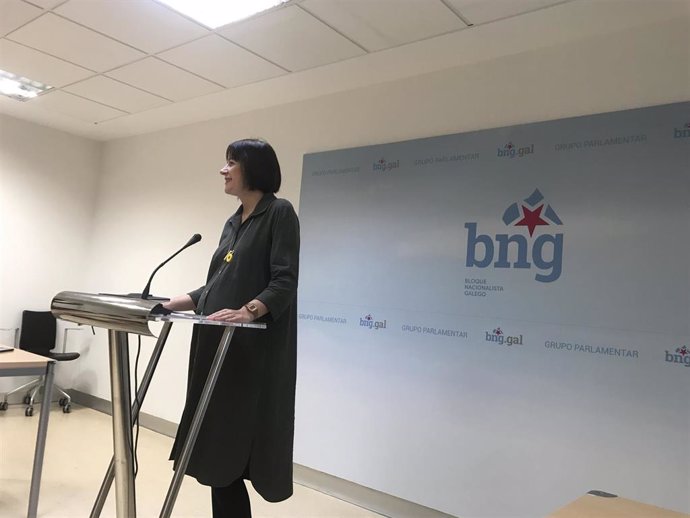 La portavoz nacional del BNG, Ana Pontón, en la rueda de prensa