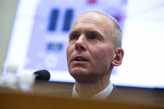 10/30/2019 - Washington, District of Columbia, United States of America: Boeing CEO Dennis Muilenburg, joined by Chief Engineer of Boeings Commercial Airplanes division John Hamilton, testifies before the U.S. House Committee on Transportation and Infr