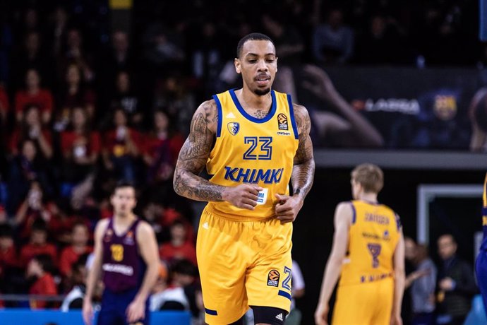 Malcolm Thomas jugando con el Khimki ruso en el Palau Blaugrana