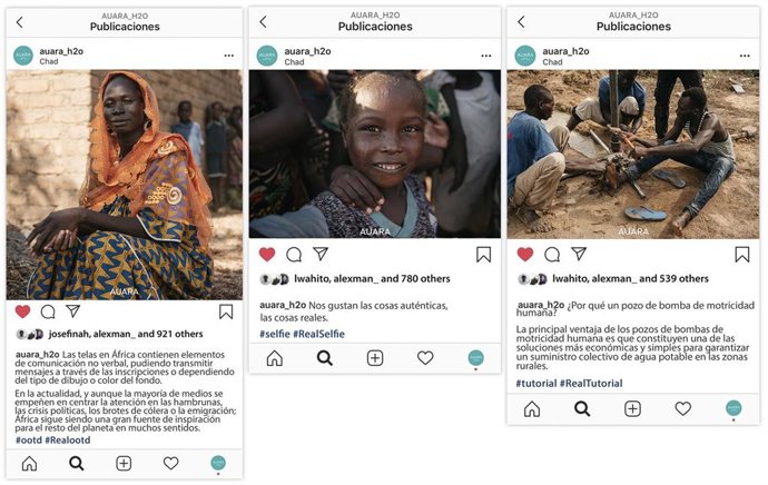 Ejemplo de publicaciones de la campaña #RealHashtags de la empresa social, AUARA