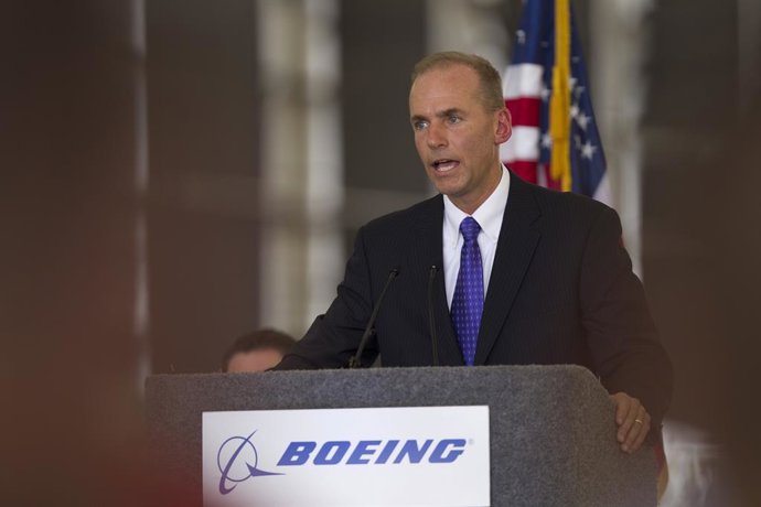 June 23, 2011 - San Antonio, Texas, United States: Dennis Muilenburg, CEO of Boeing Defense, Space and Security, speaks in front of a Boeing 787 aircraft at a Texas bill-signing ceremony at the Boeing plant in south San Antonio. Texas Governor Rick Perr