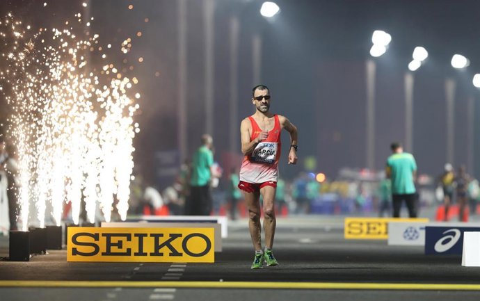 Jesús Ángel García Bragado durante los 50 kms marcha de los Mundiales de Doha de 2019