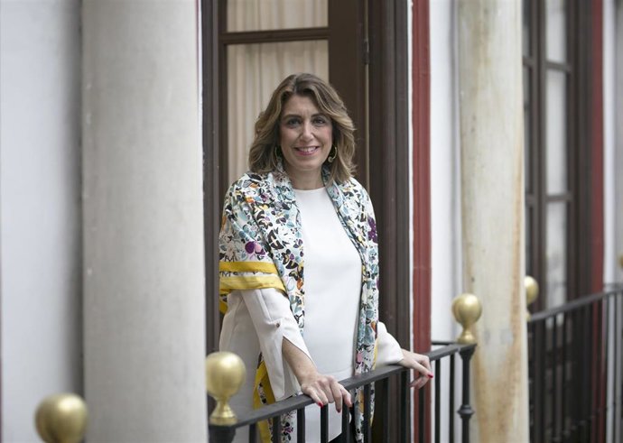 La secretaria general del PSOE-A, Susana Díaz, durante la entrevista con Europa Press