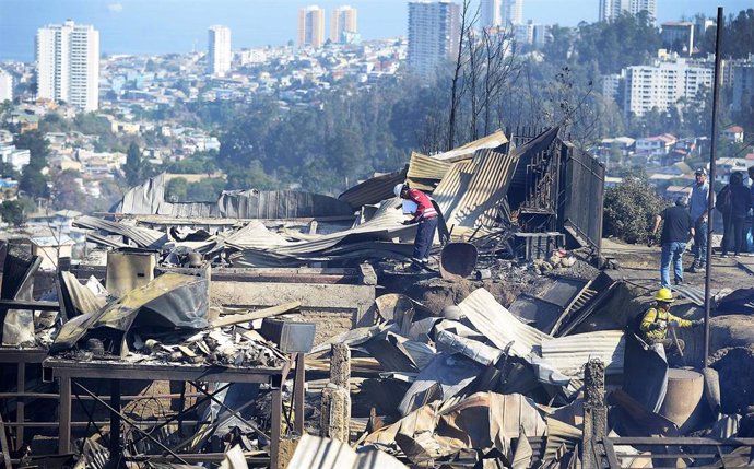 Daños provocados por el incendio en Valparaíso