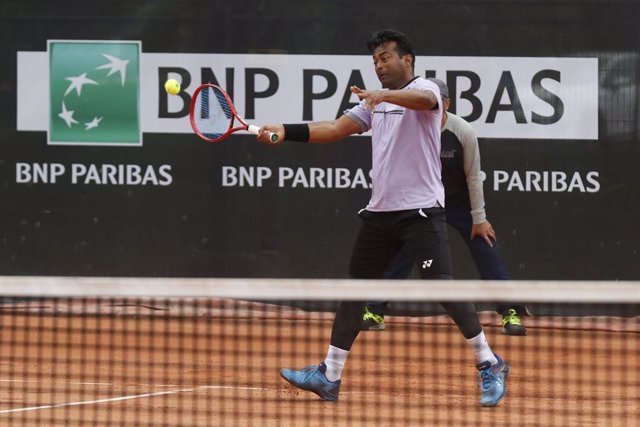 El tenista indio Leander Paes en el torneo de Lyon de 2019