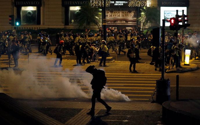Protestas contra el Gobierno durante la víspera del día de Navidad en Hong Kong