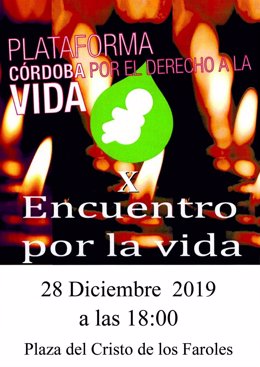 Cartel promocional del X Encuentro por la Vida en Córdoba.