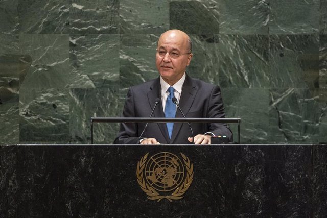 El presidente de Irak, Barham Salih, habla ante la Asamblea General de la ONU