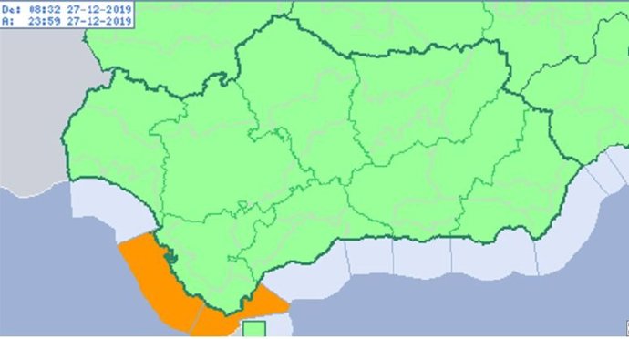 Aviso naranja por fenómenos costeros en Estrecho y litoral de Cádiz