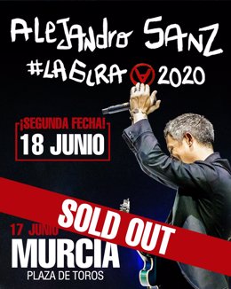 Alejandro Sanz agota entradas para su primera fecha en Murcia Y anuncia un segundo concierto