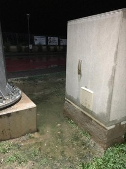 Imagen de la situación de las cajas de luces del campo de futbol de Santa Fe
