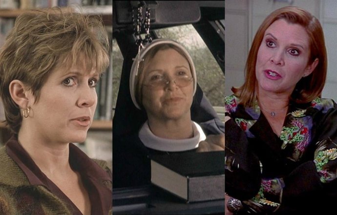    Carrie Fisher en varios de sus papeles, más allá de Star Wars