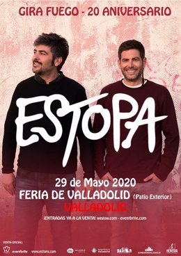 Cartel del concierto de Estopa en Valladolid el próximo 29 de mayo.