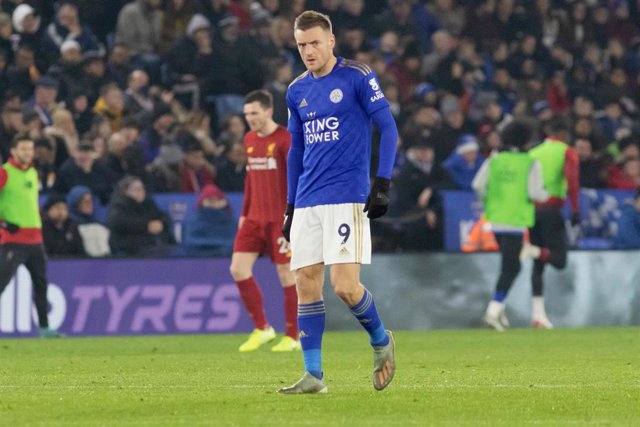 Jamie Vardy, en un partido con el Leicester City.