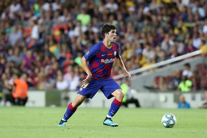 Carles Aleñá, durante un partido con el FC Barcelona.