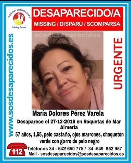 Mujer desaparecida en Roquetas de Mar.