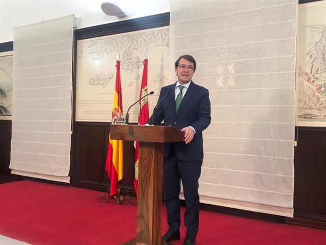 El presidente de la Junta de Castilla y León, Alfonso Fernández Mañueco, en la presentación de su Gobierno