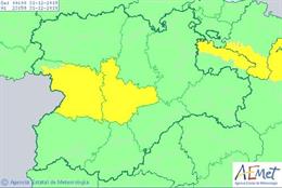 Mapa de los avisos por niebla en Castilla y León este lunes, 30 de diciembre.