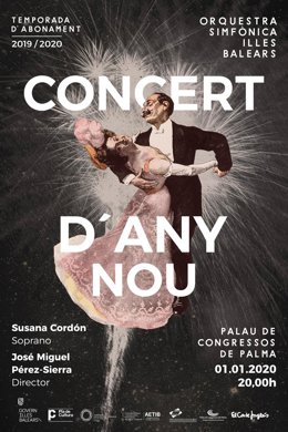 Cartel del concierto de Año Nuevo que ofrecerá la Orquesta Sinfónica de Baleares.
