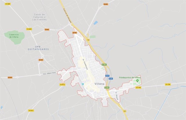 La avenida Constitución, en el centreo de Villena.