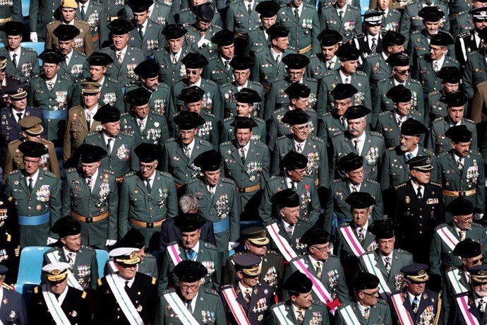 Guardias Civiles durante los actos de celebración de la festividad de la Virgen del Pilar, Patrona de la Guardia Civil, en Madrid (España), a 11 de octubre de 2019.