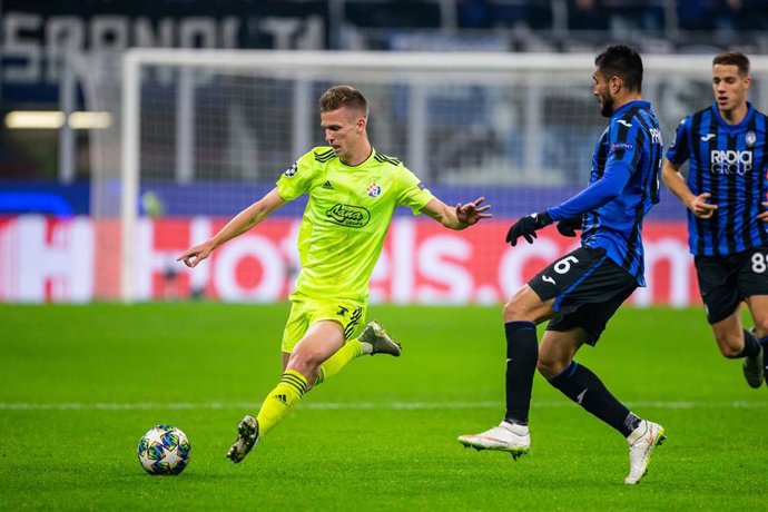 Dani Olmo, en un partido con el Dinamo Zagreb.