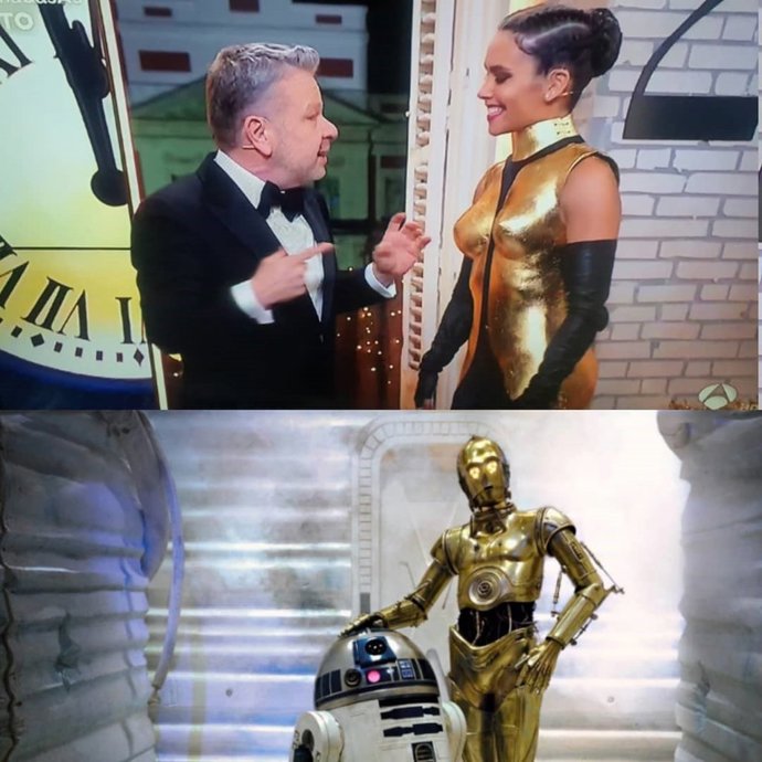Pedroche y chicote como en la guerra de las galaxias como r2d2 y c3po