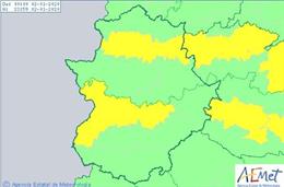 Mapa de alerta por nieblas el jueves 2 de enero en Extremadura