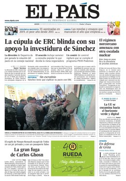 Portada de El País