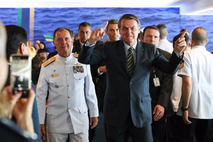 El presidente de Brasil, Jair Bolsonaro, durante una ceremonia de graduación de las Fuerzas Armadas, celebrada en el Palacio de Planalto, la sede de Gobierno situada en Brasilia.
