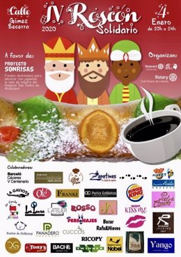 Cartel del IV Roscón Solidario del Club Rotary de Cáceres
