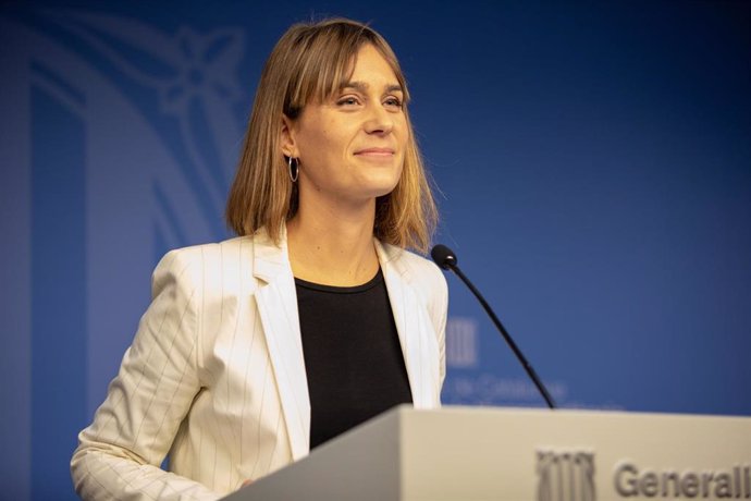 La presidenta de CatECP en el Parlament, Jssica Albiach, ofrece una rueda de prensa, Barcelona (Catalunya, España), a 16 de diciembre de 2019.