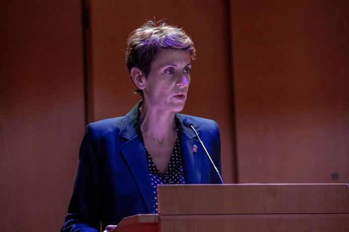 La presidenta de Navarra, María Chivite, interviene en la entrega del premio Lázaro Galdiano en Madrid (España), a 13 de noviembre de 2019