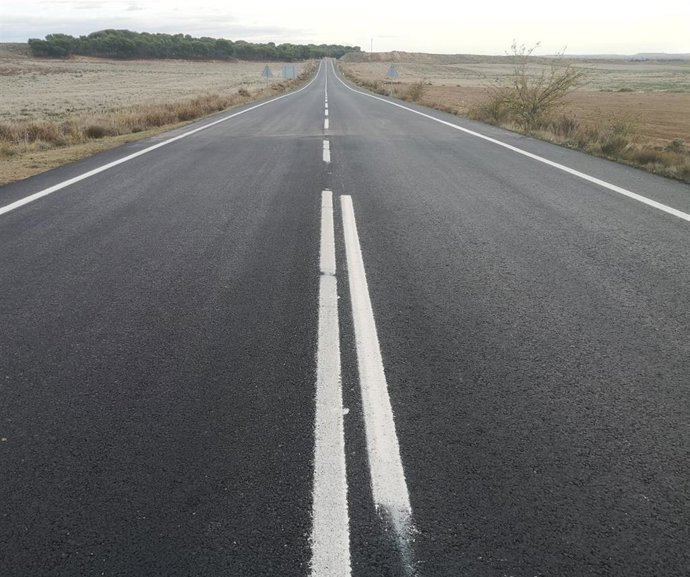 Uno de los tramos de la carretera NA-160 Tudela Fitero que se ha rehabilitado.