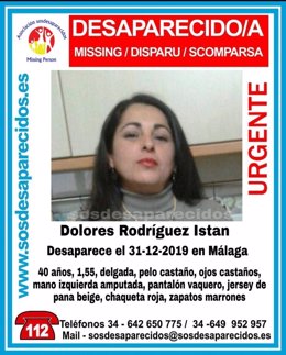 Cartel que alerta de la desaparición de Dolores Rodríguez