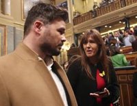 Los diputados de Junts y CUP abandonan el Pleno del Congreso al escuchar a Abascal pidiendo la detención de Torra