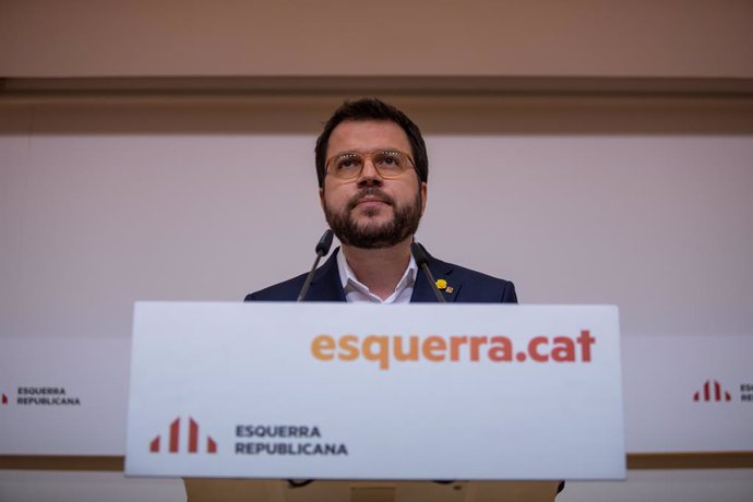 El vicepresident de la Generalitat i coordinador nacional d'ERC, Pere Aragons, ofereix una roda de premsa després d'una reunió extraordinria de l'executiva d'Esquerra Republicana.