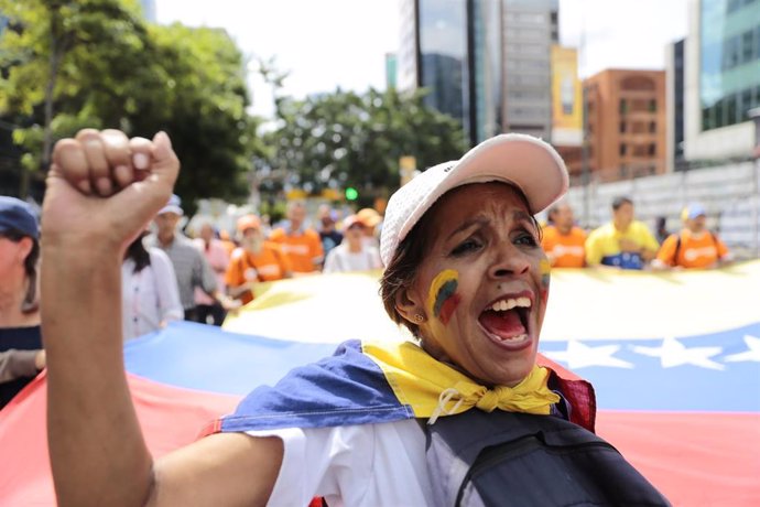 Manifestación de la oposición en Caracas, Venezuela