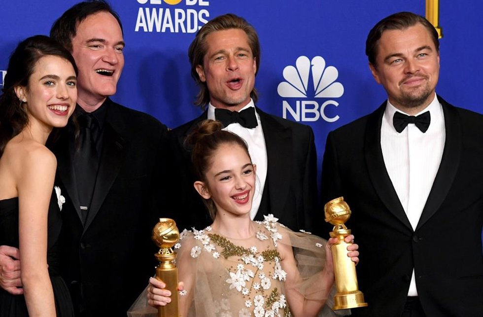El equipo de Érase una vez en Hollywood celebra su victoria en los Globos de Oro
